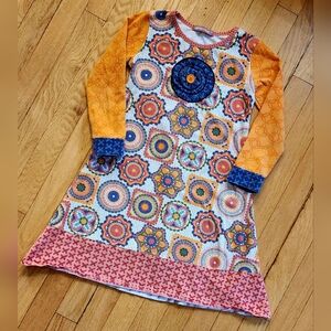 Jelly the Pug Crochet Collection Boho Knit Long Sleeve Orange Dress Size 7